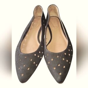 Corso Como Black Perforated Nubuck Gabrielle Women's Flats 7 1/2 M